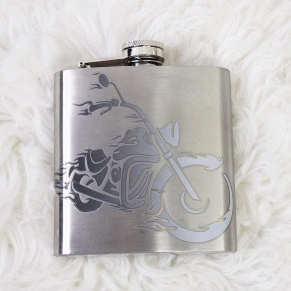 Link Up Flask Stainless Steel 6 oz Drinkware Silver Printed - Picture 1 of 3